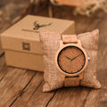 For Luxury Analog Miyota Movement Bamboo Case 40mm Men's Quartz Wristwatch with Leather Strap