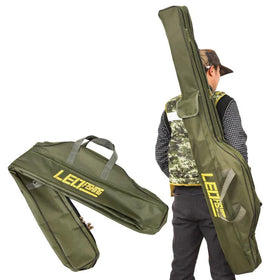 WEIHE Double-layer Fishing Rod Bag Portable Fishing Reel Rod Lure Carrier Storage Case Multifunction Canvas Bag for Pesca