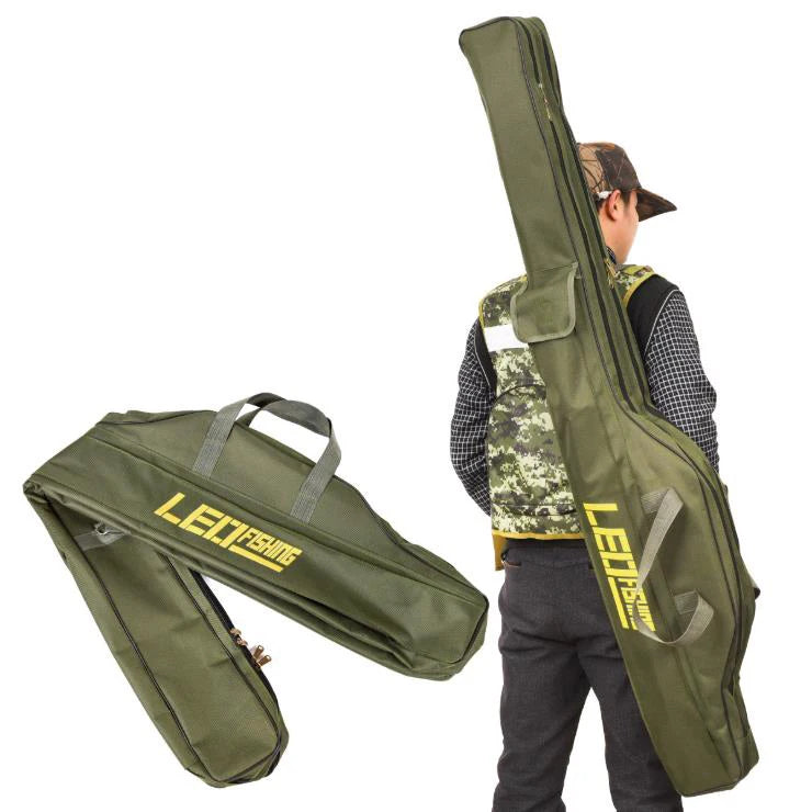 WEIHE Double-layer Fishing Rod Bag Portable Fishing Reel Rod Lure Carrier Storage Case Multifunction Canvas Bag for Pesca