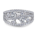 Classic Silver Jewelry Rhodium Plated Wishbone Claw Setting Pure Silver Engagement Wedding Rings
