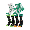 Unisex St. Patrick's Day Green White Shamrock Striped Socks Daily Use Crew Socks Body Logo Wholesale 3 Pairs Women Men's Size