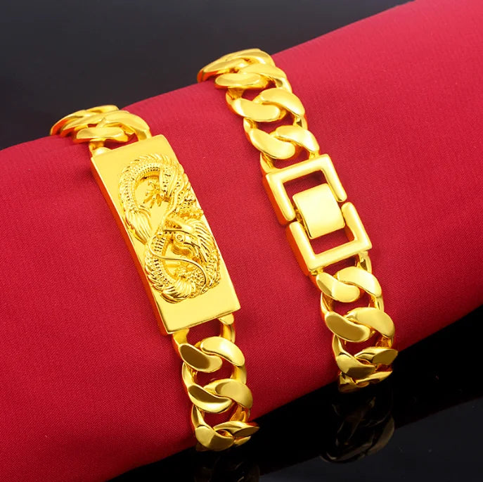 Waterproof Jewelry 18K Gold Plated Colorful Chunky Chain Bangle Copper Cuban Link Bracelet
