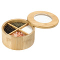 4 Compartments Bamboo Salt Pepper Sugar Container Box with Spoon Wood Spice Jar with Bamboo Lid Set for Kitchen