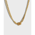 18K Gold Pure Silver Twisted Chain Choker S925 Double Layer Knot Charm Necklace Sterling Silver Twisted Link Knot Choker