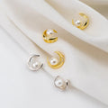 Freshwater Pearl & Created Diamond Crescent Moon Pendant in Sterling Silver 7.5*8.5mm