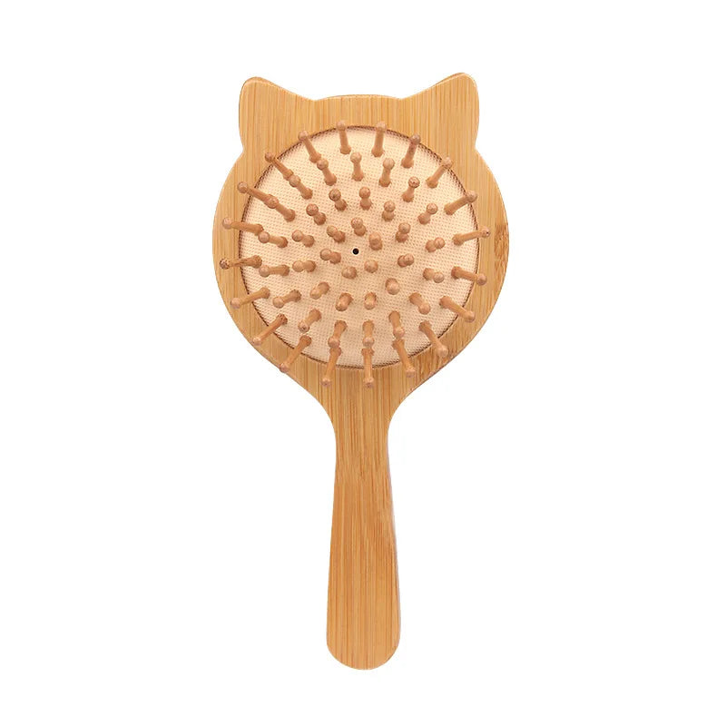 Portable Small Size Bamboo Fashion Adjustable Kitten Hair Comb Children's Home Use Air Cushion Hairdressing Meridian Massage Bag