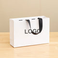 6 X 9 Ribbon Handles Boutique Clothing Retail Carry Matte Luxury Black Paper Bag With Your Own Logo for Clothes Customized