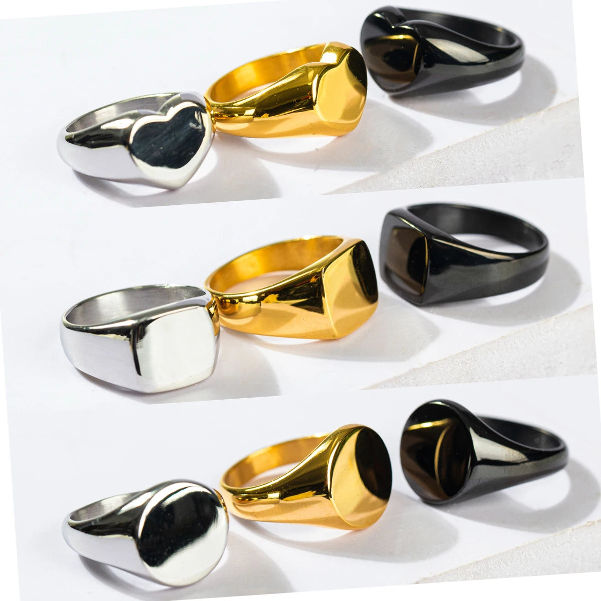 Anillos Para Hombre Wholesale Simple 18K Gold Plated Stainless Steel Signet Rings Custom Engraved Logo Ring for Men