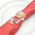 Home Decor Luxury Pearl Rhinestone Flower Napkin Rings Holder for Wedding Table Decoration