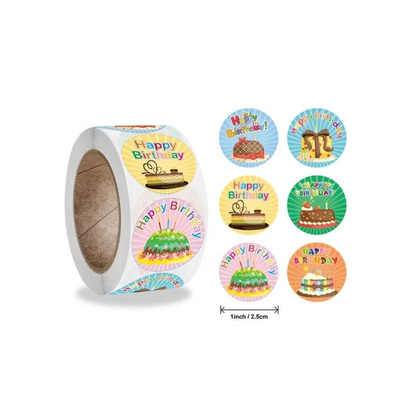 KYW Round Sticker Cute Animal Children Sealing Label Color Cartoon Adhesive Sticker Roll