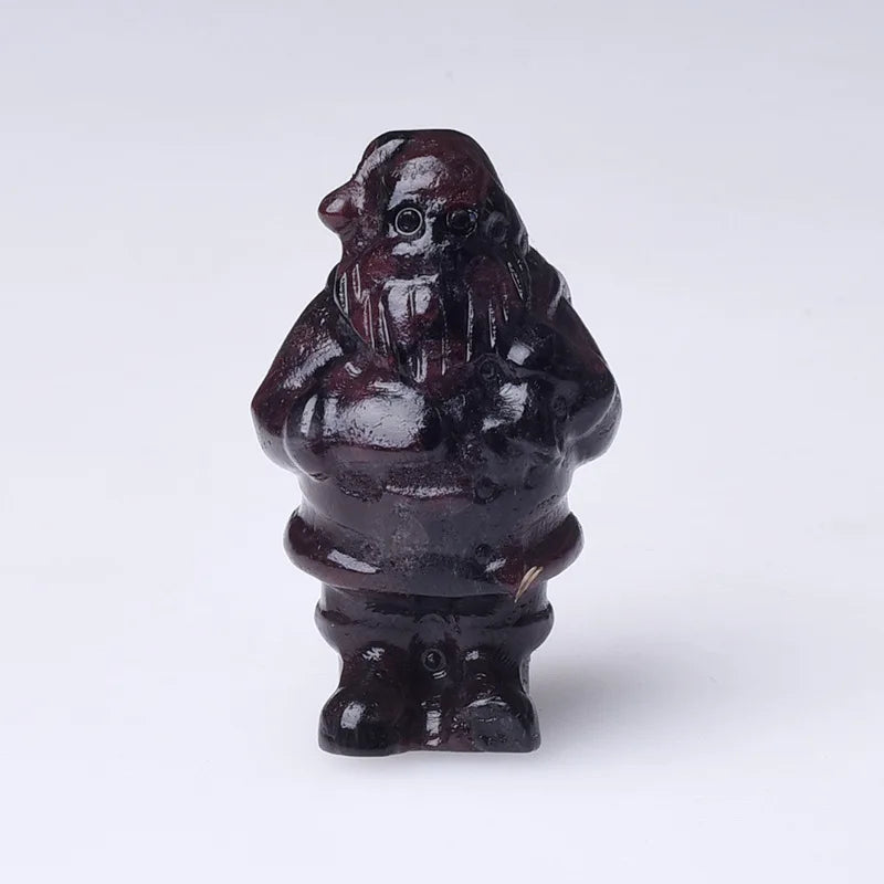 DIY Wholesale Natural Crystal Garnet Carving Santa Natural Crystal Crafts Christmas Father Statue for Christmas Decor