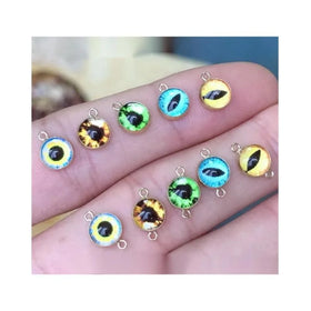 GP 6mm Eyes Connector Charm Pendant Drop Permanent Jewelry Chains 14k Gold Filled Light Gold Connectors Bezel Wholesale