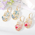 Piccaso Multiple Flowers Forget Me Not Face Earrings Handmade Real Pressed Flower Earrings Abstract Face Hoop Earring Gifts