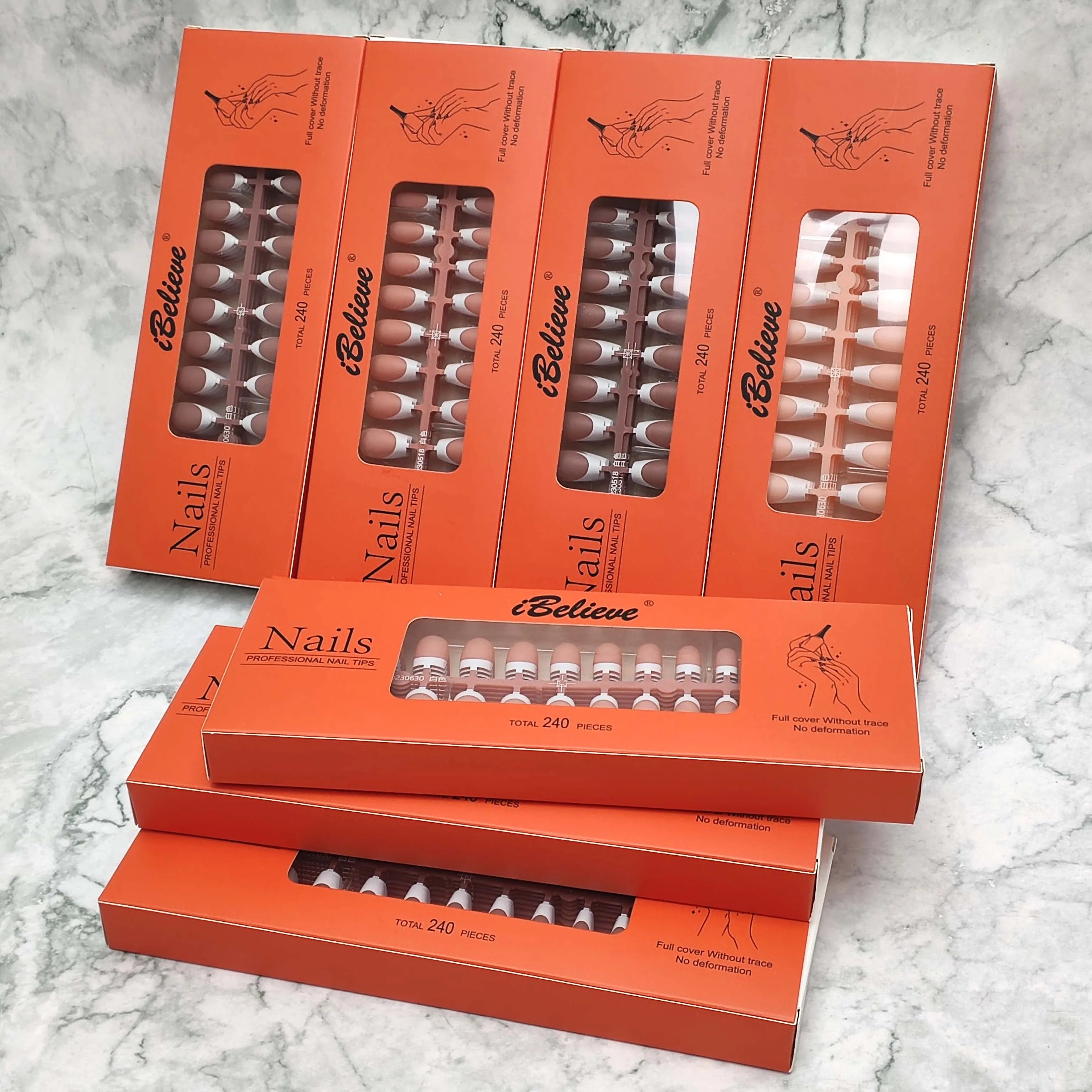 Christmas Gifts Soft Gel Nail Tips Square Almond Color Press on Nails French Tip 3 in 1 X-coat