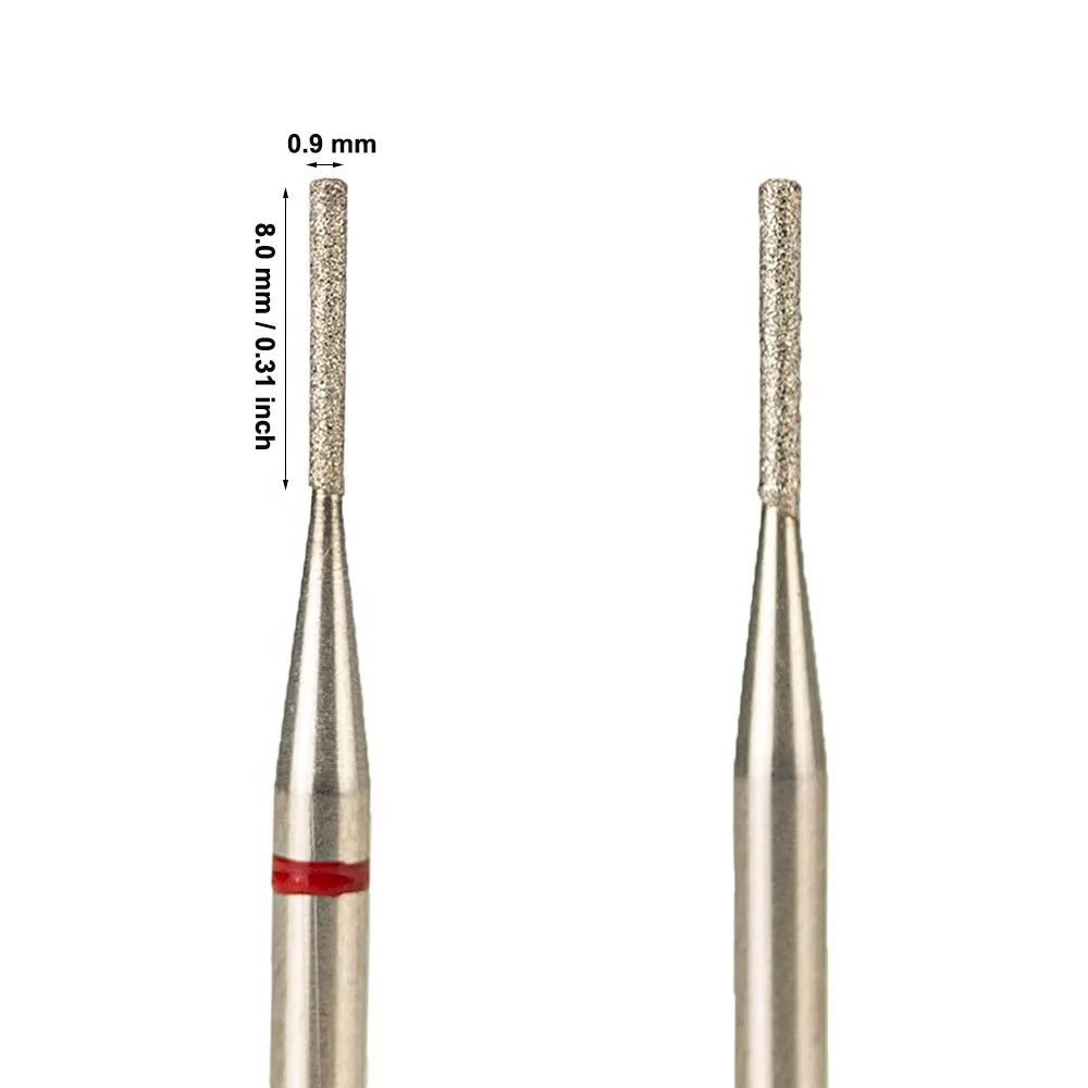 3/32" Drill Accessories Tips E-file Burrs Safety 0.9*8mm Manicure Clean Russian Cuticle Mini Long Barrel Diamond Nail Drill Bits