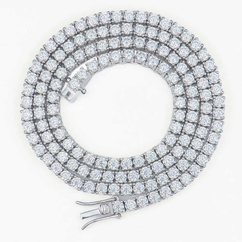 Wholesale 3mm 16-24inch Iced Out Jewelry Necklace S925 Sterling Silver Vvs1 Diamond Mossanite Moissanite Tennis Chain for  Women