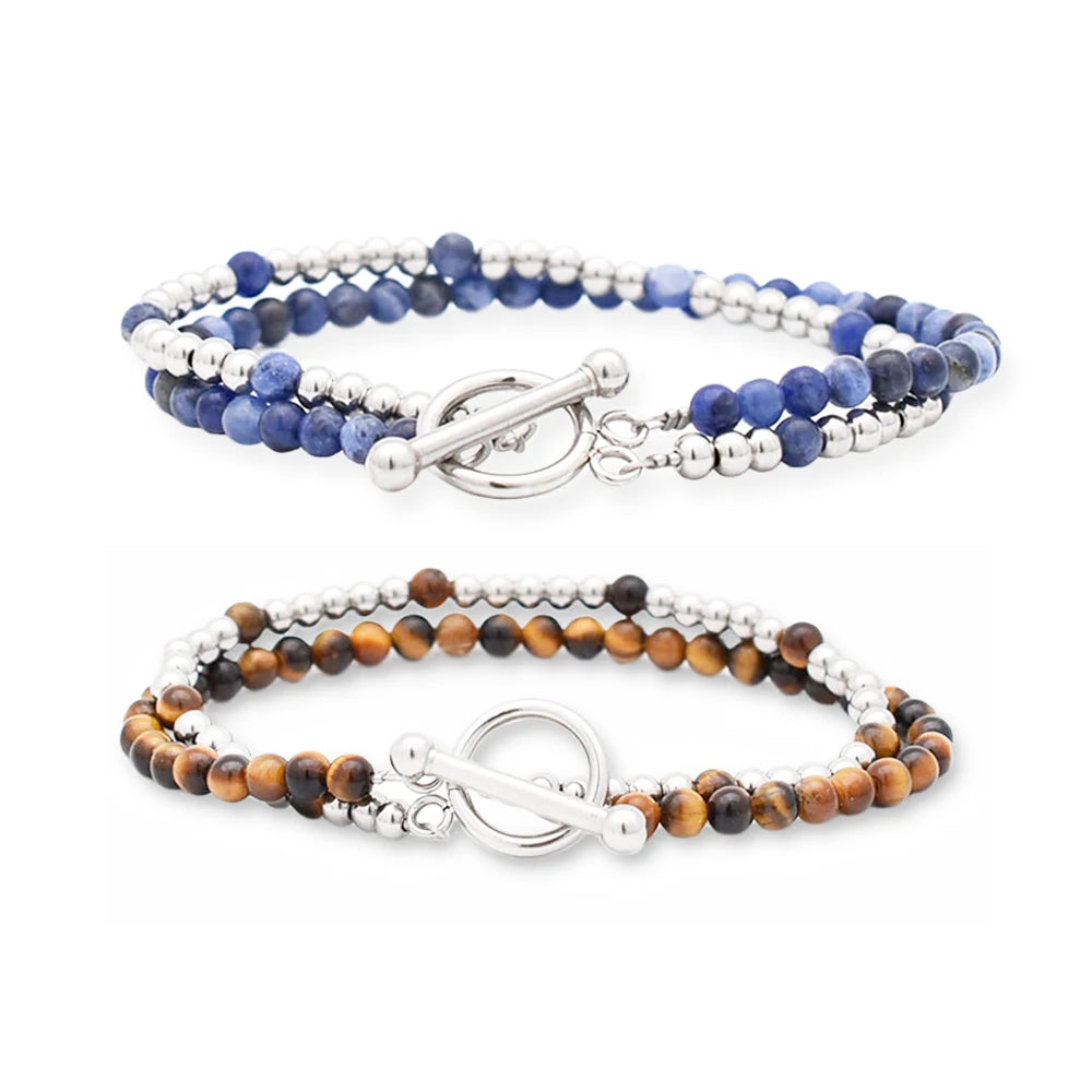 Fashion Natural Stone Bead Bracelet Unisex Natural Quartz Stone Beaded Classic Style Energy Adjustable Wholesale Jewelry