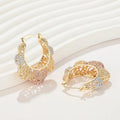 Laminated Gold Jewelry Joyeria Color Pattern Hollow Copper Alloy Women Hoop 18K Gold Plated Wholesale Earrings Women