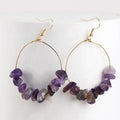 Fashion Bohemian Jewellery Wedding Party Gifts Women Zinc Alloy Circle Earrings Irregular Natural Stone Hoop Earring