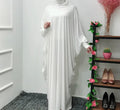 Newest 65% Nida 35% Polyester Material White Women's Muslim Pray Abaya with Fashion Sleeves Four Season