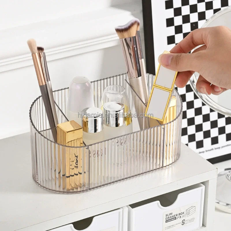 PET Transparent Plastic Desktop Organizer Injection Cosmetics Storage Box for Lipstick Skincare Dressing Table Accessory