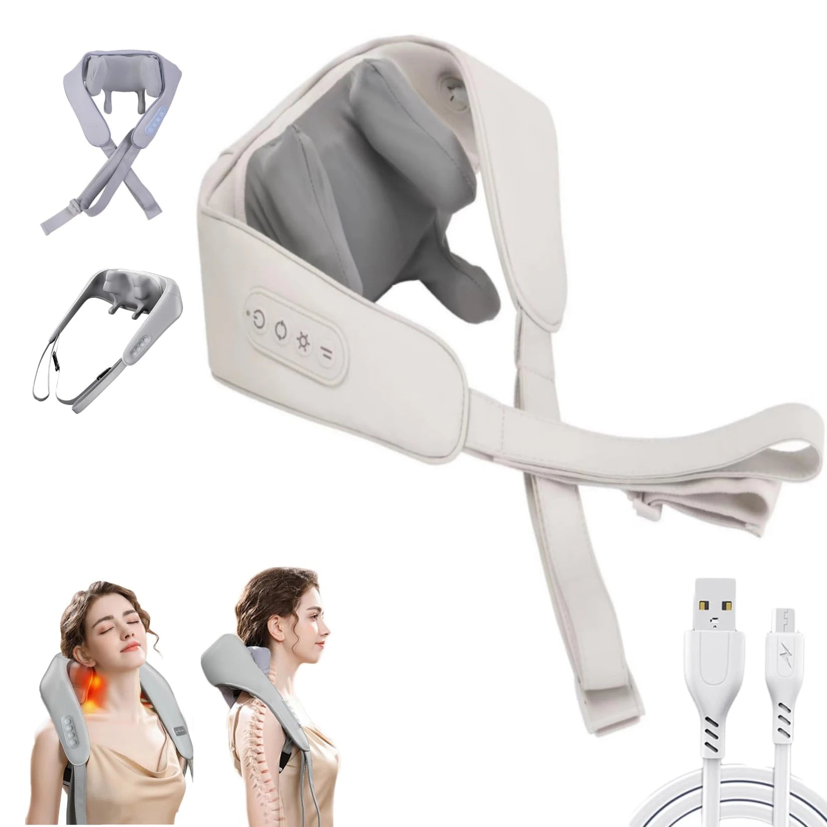 Deep Kneading  Trapezius Muscle Massage Electric Neck Massage Machine Heating Wireless Shiatsu Neck & Shoulder Massager