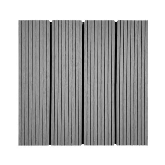 Factory Price Cheap European Brushed Grey WPC Outdoor Flooring Tiles Massive Waterproof Interlock Decking Tiles TAP & GO