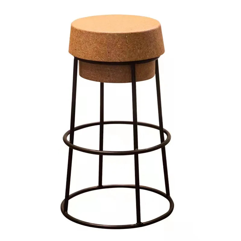 Nordic Wrought Iron Bar Chair Home Cork Bar Chair Creative Coffee Shop Design Chair