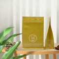 Factory Wholesale Kraft Paper 12oz Coffee Packaging Flat Bottom Bag Recyclable Coffee Bag With Valve and Zipper