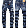 Low Price Wholesale Custom Logo Men's Denim Pants Stonewashed Y2K Fashion Retro Washed Ripped Casual Slim Straight Fit Jeans