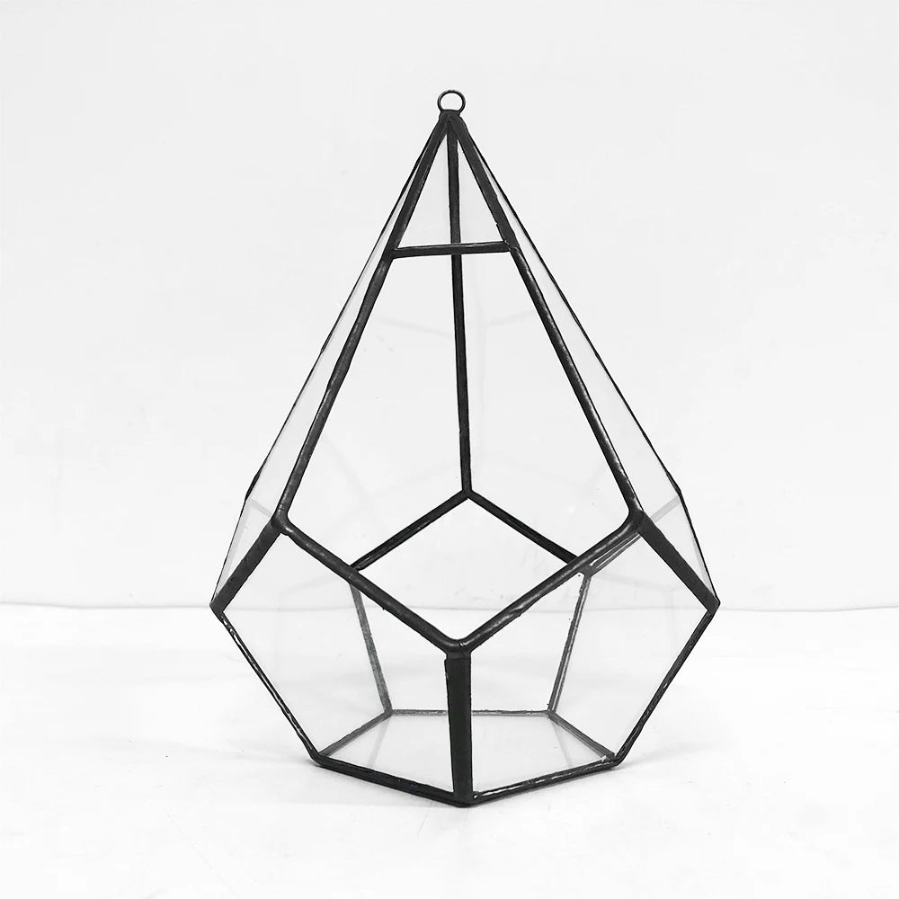 Handmade Creative Silver Teardrop Shape Geometric Glass Terrarium for Succulent Moss Fern Plants Holder Tabletop Display