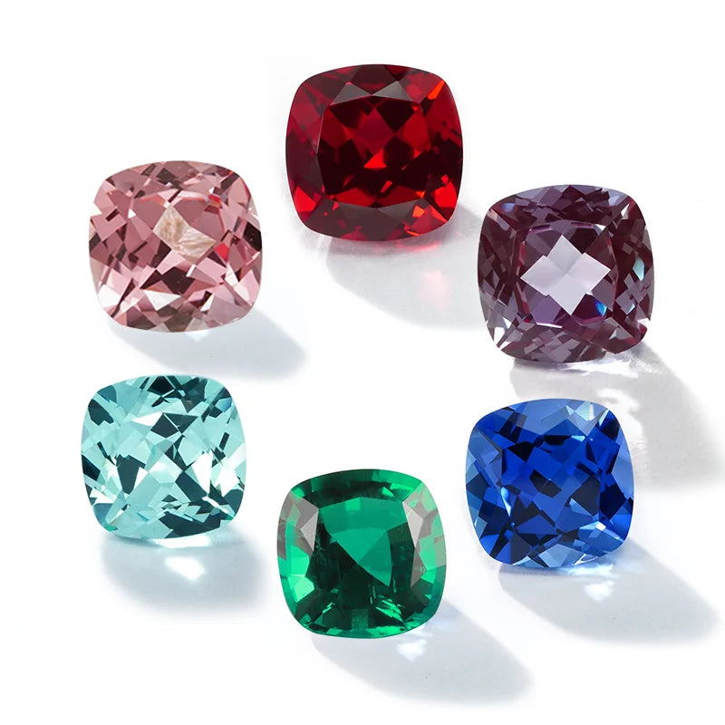 Starsgem 0.5ct 0.7ct 1ct 2ct 3ct  Lab Created Emerald Blue Sapphire Alexandrite Cushion Shape Lab Gemstones