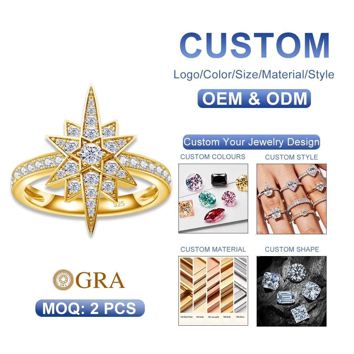 Geometric Hexagram 0.1ct Moissanite Diamond Rings Jewelry Women 925 Sterling Silver