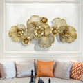 133x64cm 2024 New Modern Luxury Home Decor 3D Gold Flower Metal Art Wall Hanging for Living Room Background on Sale