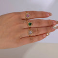 Chic Design  Stainless Steel Double Heart Zircon Diamond Ring Female Luxury Open Adjustable Zircon Heart Bling Rings for Women