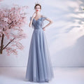 2022 New Arrival Women Blue Lace Performance Maxi Evening Prom Dresses
