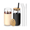 Hot Trending 2025 20oz and 16oz Glass Water Bottles with Straw and Bamboo Lid for Milk Tea and Coffee