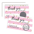 Pink Stripes Thank You Scratch Card Win Customer Appreciation Package Insert Cards with Scratch Off Stickers
