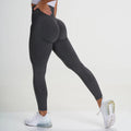 Women's Outdoor Active Elastic Leggings Scrunch Back Seamless Yoga Pants-Solid Pattern Wholesale