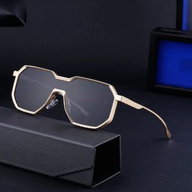 2024 Integrated Irregular Sunglasses for Men Steampunk Style White Alloy Frame Lentes De Sol UV400 Optical Wholesale Lens 54mm