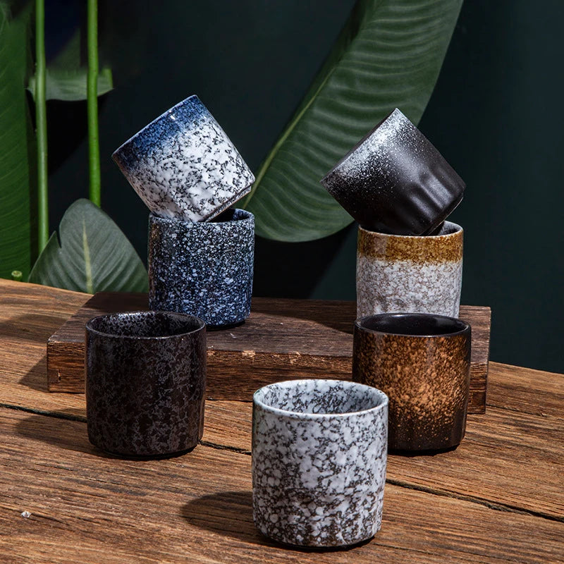 Japanese Tea Set Afternoon Tea Cup Stoneware Ceramic Hand-painted Kungfu Teacup No Handle for Gift Sushi Restaurant Water Cup