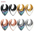 316L Stainless Steel Opal Heart Ear Weights Flesh Tunnel Plugs Body Piercing Ear Stretching Kit Jewelry Shell Ear Gauges Gift