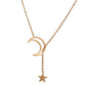 Dainty 18K Real Gold Plated Star Pendant Necklace 316L Stainless Steel Star Moon Star Choker Necklace for Girls