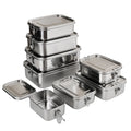 Stainless Steel Rectangle Bento Lunch Box with Lid Dual Tier Microwavable Portable Food Storage Container for Outdoor Use