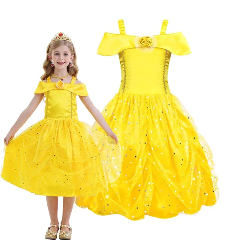 Kids Pink Ball Gown Christmas Birthday Princess Costumes Fancy Sleeping Beauty Dress for Girl DISP-007
