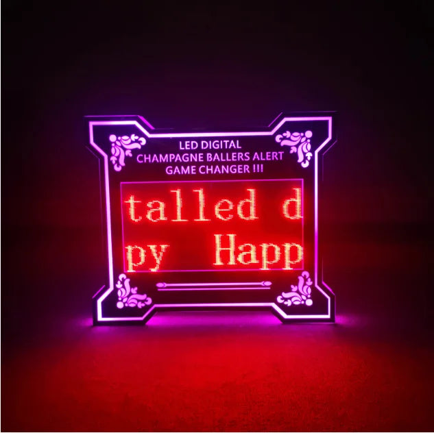 Customized Letters Happy Birthday LED Marquee Message Sign Board VIP Service Champagne Bottle Presenter Neon Glorifier