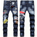 AeeDenim Wholesale OEM New Arrival Hotsale Winter Knitted High Street Printed Fashion Trend Straight Denim Jeans Men Pants