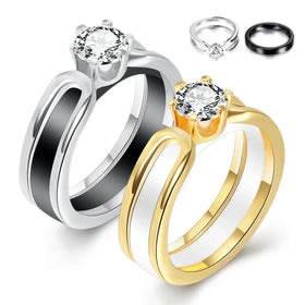 New Product Ceramic Ring Jewelry Cubic Zircon Copper Wedding Engagement Band Rings for Women Valentines Day Gift Ring