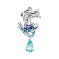 925 Sterling Silver Blue Enamel Mermaid Anchor Beads Fine Pendants & Charms for Women's DIY Bracelet & Necklace BSC903