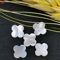 Redleaf Jewelry Natural Loose Gemstone Four Leaf Clover Shape White Shell 6mm-12mm Third Party Certified High Reflective
